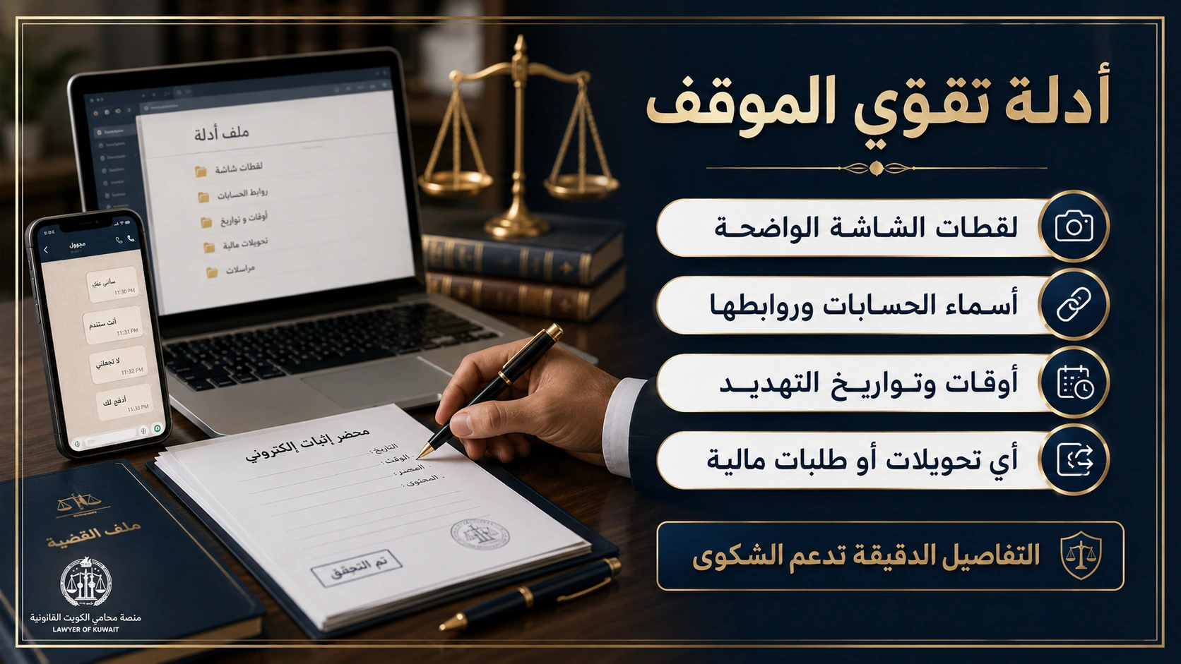 أدلة تدعم الموقف في الجرائم الإلكترونية بالكويت