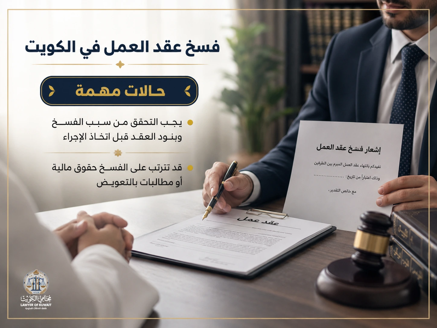 فسخ عقد العمل في الكويت 2 استشارة قانونية حول فسخ عقد العمل في الكويت