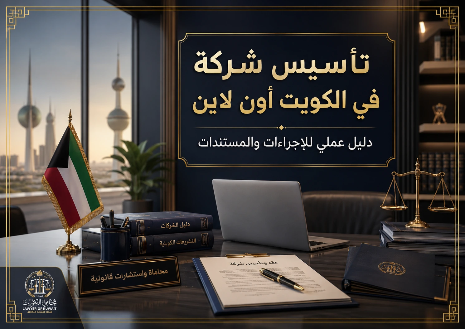 غلاف مقال تأسيس شركة في الكويت أون لاين
