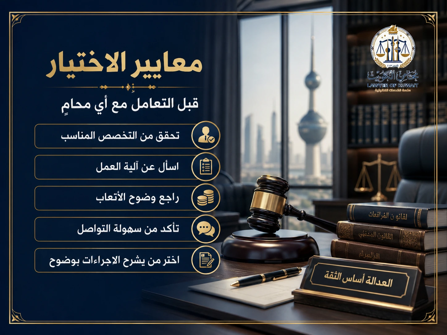 محامي كويتي معروف 3 معايير اختيار محامي كويتي معروف قبل التعاقد