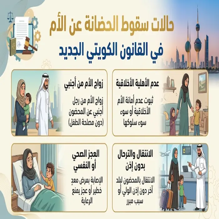 حالات سقوط الحضانة عن الأم في القانون الكويتي الجديد