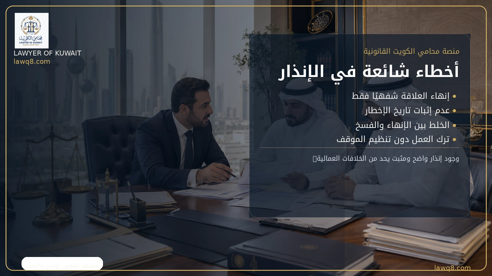 فترة الإنذار في قانون العمل الكويتي 3 أخطاء شائعة في التعامل مع فترة الإنذار في قانون العمل الكويتي