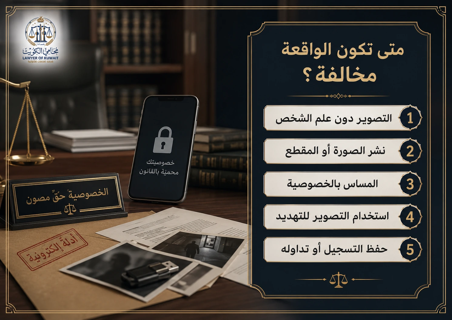 عقوبة تصوير شخص بدون إذنه في الكويت 3 متى تكون واقعة التصوير بدون إذن مخالفة؟