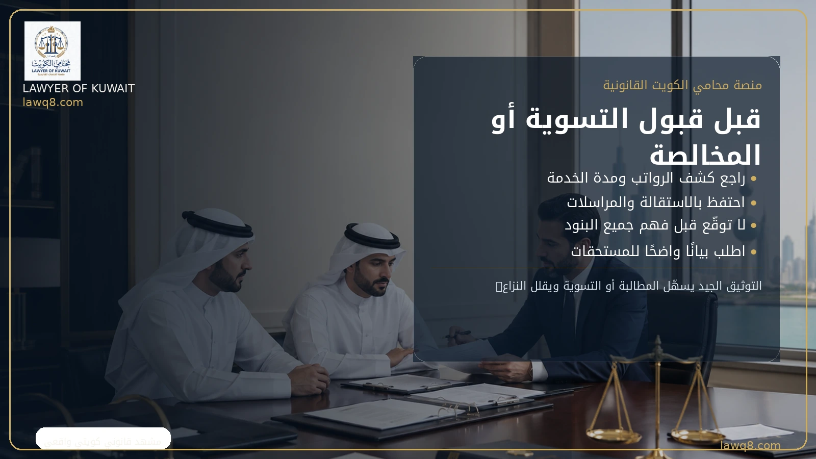 إرشادات قبل قبول المخالصة النهائية بعد الاستقالة