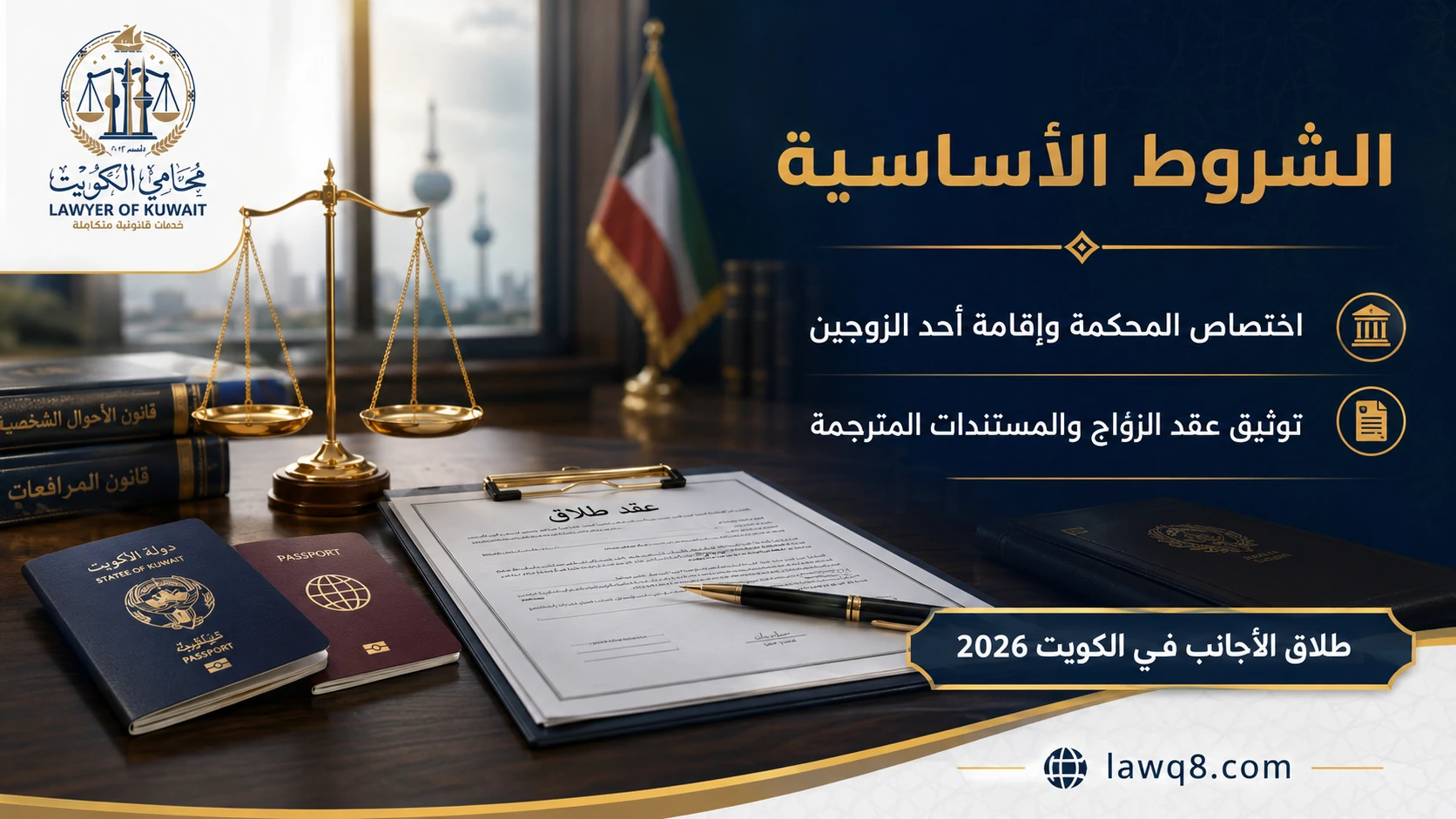 اجراءات وشروط الطلاق في الكويت للأجانب 2026 3 الشروط الأساسية في طلاق الأجانب في الكويت 2026