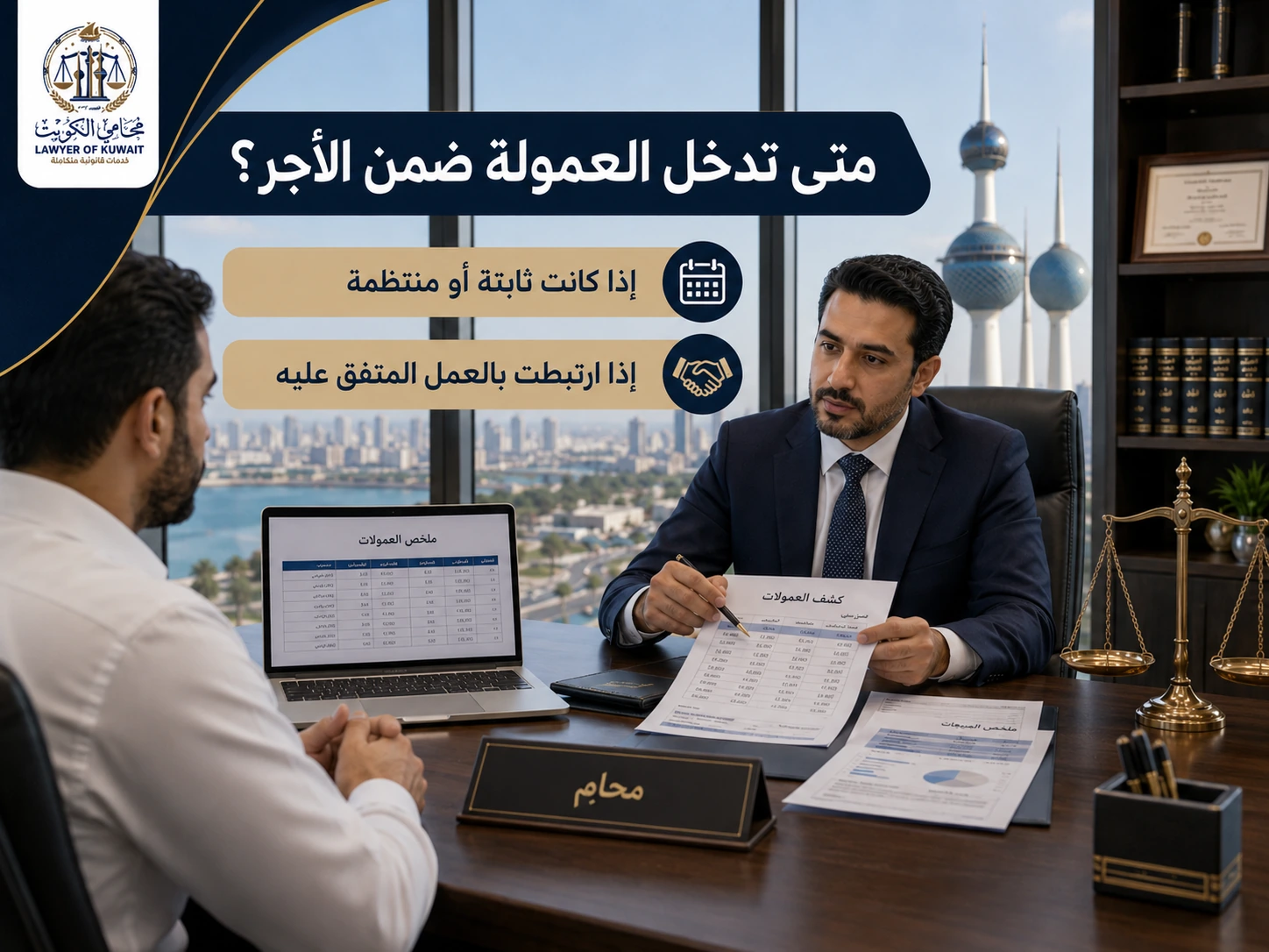 المطالبة بالعمولة والمكافأة السنوية واحتسابهما ضمن الأجر 3 متى تدخل العمولة ضمن الأجر في الكويت